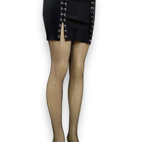 Black Rhinestone Fishnets Tights