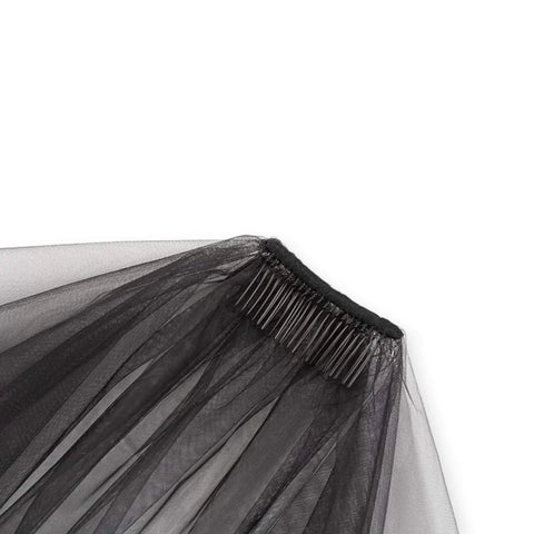 Gothic Black Sheer Lace Trim Wedding Veil