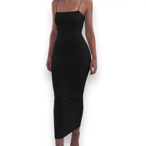 Black Soft Lounge Maxi Slip Dress - Wild Time Fashion 