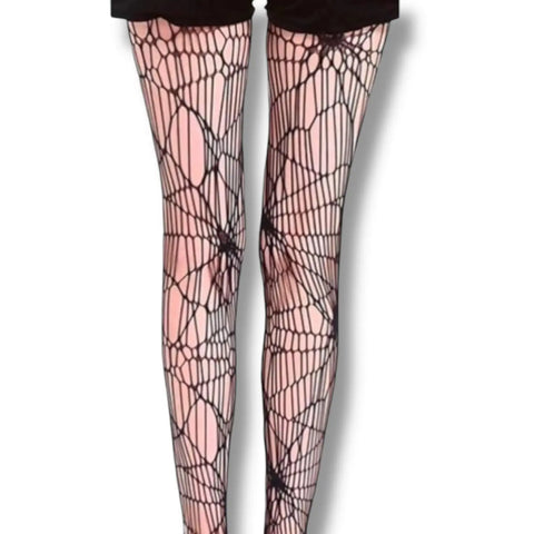 Black Spider Web Tights Pantyhose back view