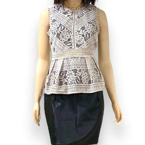 Black Textured Faux Leather Mini Skirt with high waist and back zipper sizes small or large
