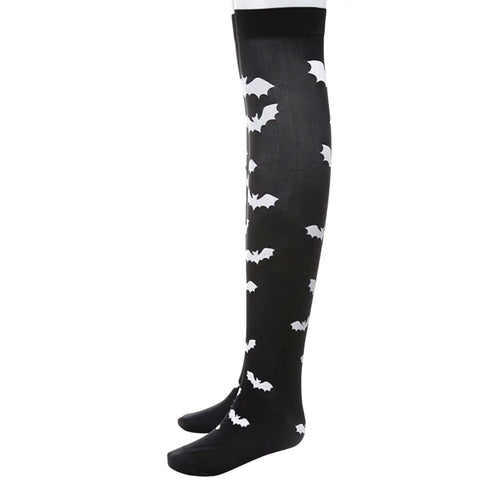 Gothic thigh high graphic socks for festivals or concerts