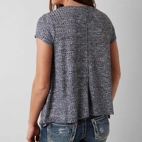 Blue Trapeze Short Sleeve Top- Wild Time Fashion 