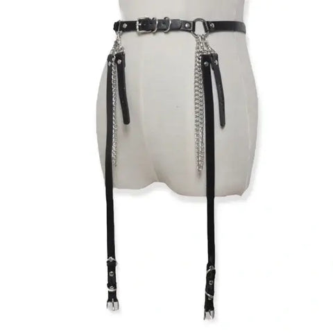Adjustable Body Harness Belt with Chains – Vinyl or Leather