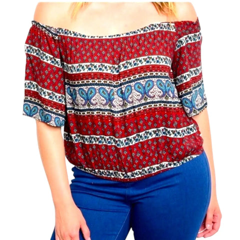Bohemian Off Shoulder Paisley Top