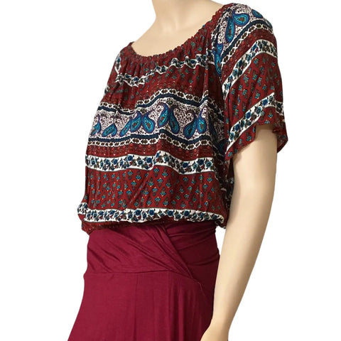Bohemian Off Shoulder Paisley Top