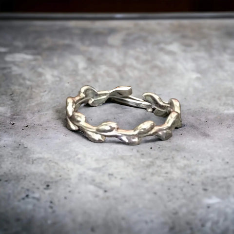 Boho Leaves Sterling Silver Open Band Ring - Wild Time Fashion