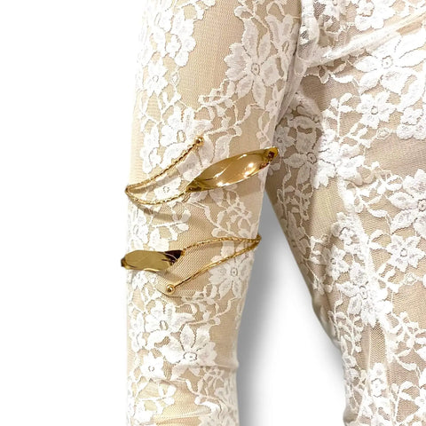 Boho Textured Statement Upper Arm Cuff  Gold Leaf Open Armlet Upper Arm Cuff Body Jewelry 