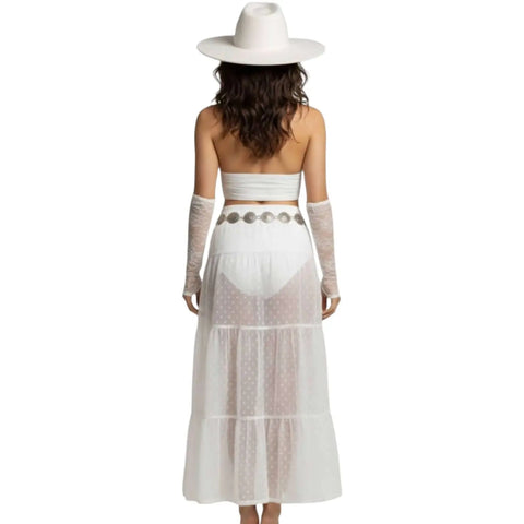 Boho Textured V Neck Crop Halter Top - Crop Tops