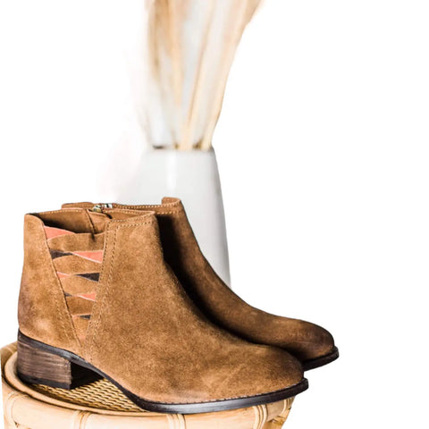 Brown Suede Leather Ankle Boots side view
