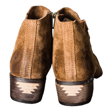 Brown Suede Leather Ankle Boots heel back side of boots 