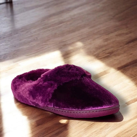 Burgundy Cozy Slip On Slippers
