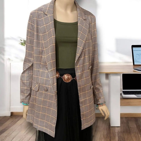 Casual Lightweight Blazer Jacket multicolor open front long sleeve unlined