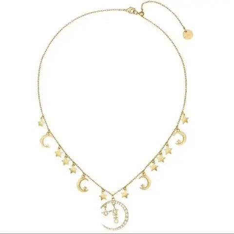 Gold Glittery Celestial Stars and Moons Charming Necklace - Wild Time Fashion