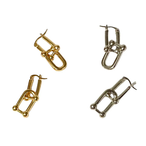 Contemporary Chic U Link Hoop Earrings - Wild Time Fashion