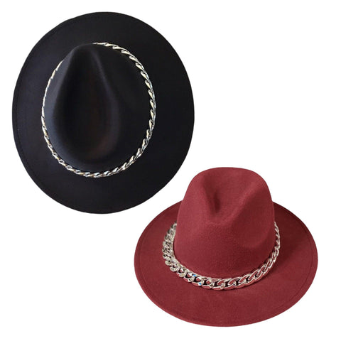 Stylish Silver Chunky Chain Fedora Hat - Wild Time Fashion 