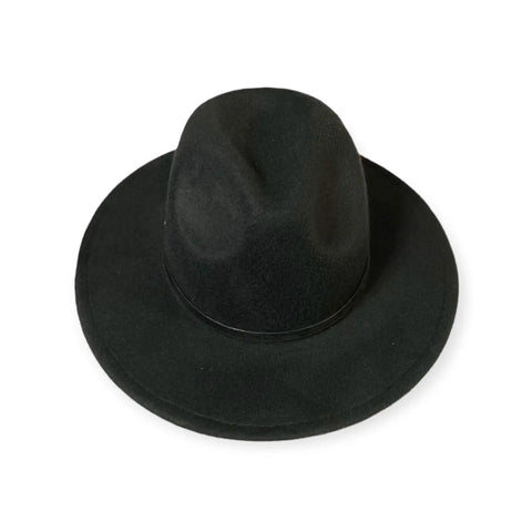 Classic Black Stiff Brim Fedora Hat