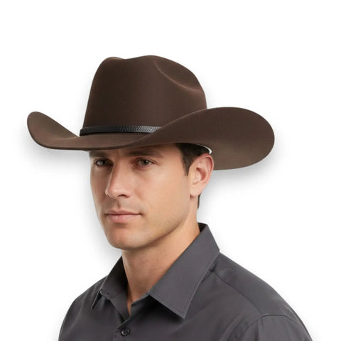 Western Wide Brim Cowboy Hat - Dark Brown / Adults / M/L - Cowboy Hats