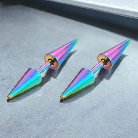 Colorful Double Spiked Stud Earrings