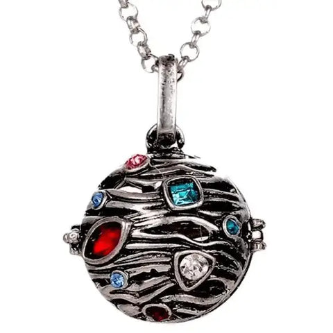 Crystal Ball Chime Pendant Necklace 28" - Wild Time Fashion
