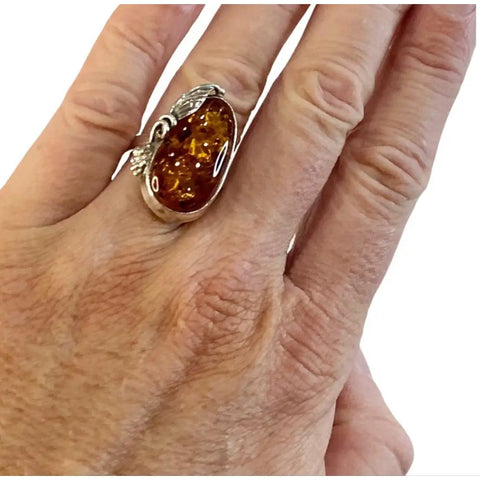Custom Golden Baltic Amber Ring