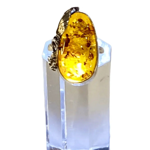 Custom Golden Baltic Amber Ring