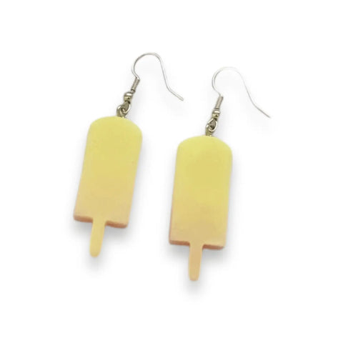 popsicle dangle earrings with yellow, pink and purple ombré resin charms / backside