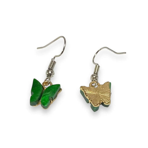 Dainty Gold Crystal Butterfly Charm Earrings