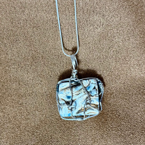 Wire Wrapped Druzy Sterling Silver Pendant Necklace