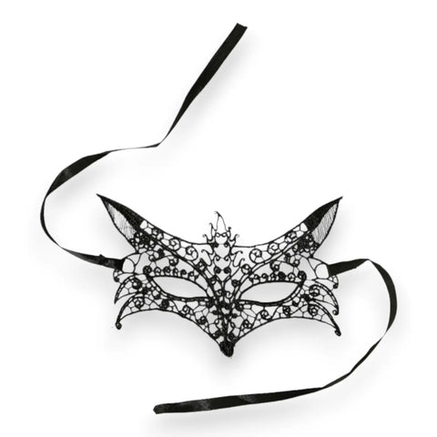 Elegant Black Lace Masquerade Face Masks fox on white back ground