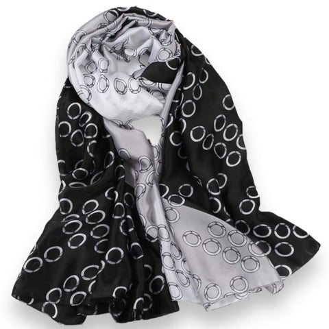 Elegant Oversized Print Silk Scarves in black silver, blush, or peach as rectangle wrap, head scarf, or stole