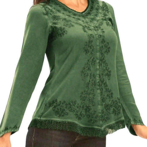 Women's Embroidered V-Neck Chemise Blouse
