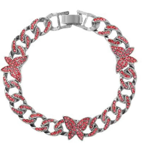 Enchanting Pink Crystal Butterfly Anklet - Wild Time Fashion