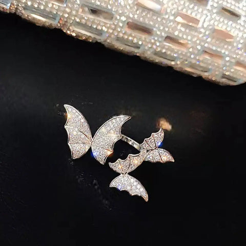 Women's Glittery Winged Adjustable Band Ring  - Wild Time Fashion