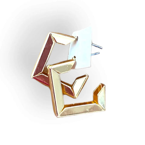 Gold Chunky Square Open Hoop Earrings