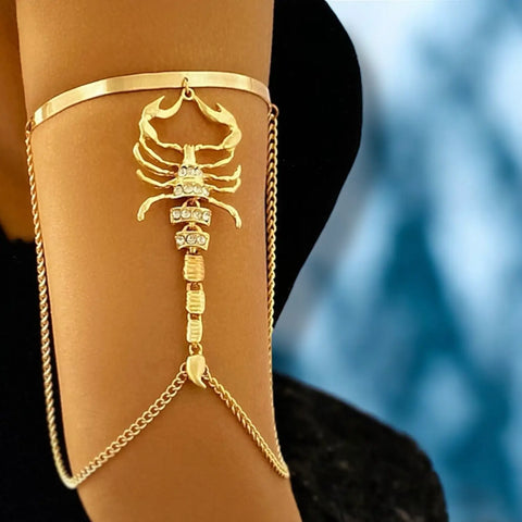 Gold Arachnid Scorpion Upper Arm Cuff Bracelet Gothic Statement Bracelet