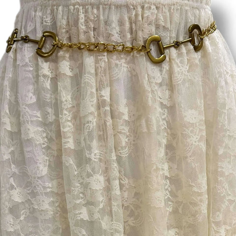 Wild West Chunky Gold Horse Bit Belt Gold horse bit belts in classic three-bit and full chunky chain styles with adjustable curb chain