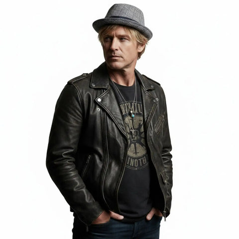 Men's checked pork pie hat in gray or navy with black band, telescope crown and curled stingy brim / gray black
