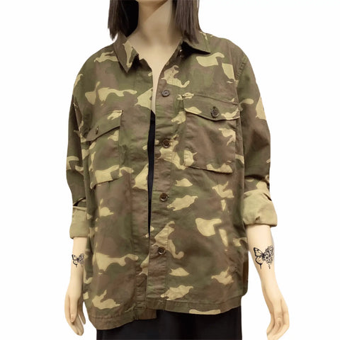Women’s Camo Khaki Utility Jacket Large Desert storm military 