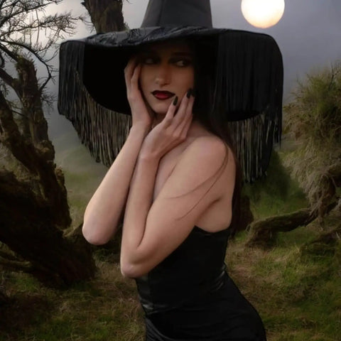 Halloween Black Fringe Witch Hat
