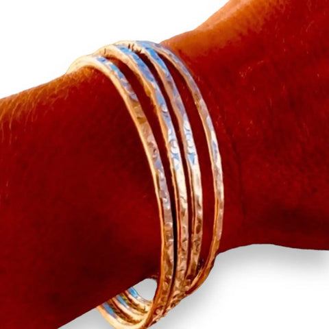 Women's Hand Hammered Sterling Silver Bangle Bracelet  - 9" Around or 3" Diameter