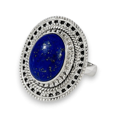 Handcrafted Lapis Lazuli Sterling Silver Ring - 7.75 / sterling silver/blue / Female - Women’s Rings