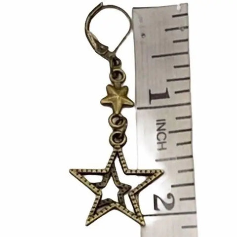 Hanging Earrings Bronze Multi Stars Clip Pierced Back Earrings Jewelry - Wild Time Fashion 