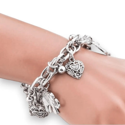 Hearts & Elephants Charming Anklet Bracelet