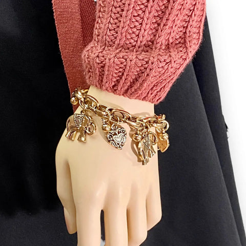 Hearts & Elephants Charming Anklet Bracelet