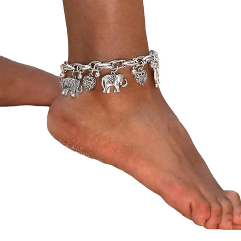 Hearts & Elephants Charming Anklet Bracelet