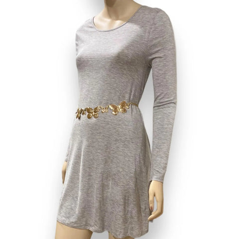 Heather Gray Long Sleeve Tunic Dress Top - Wild Time Fashion