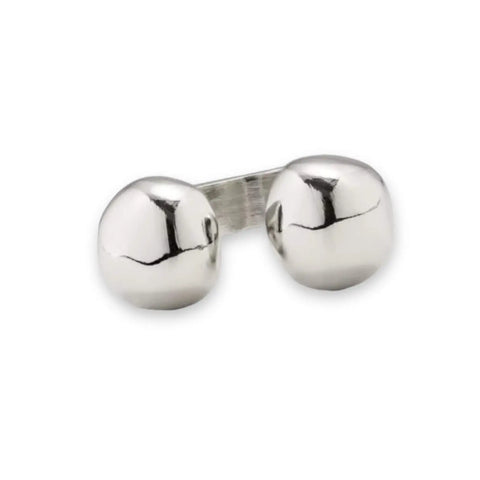 Heavy Metal Silver Cuff Ring stainless steel double metal orbs open band unisex style