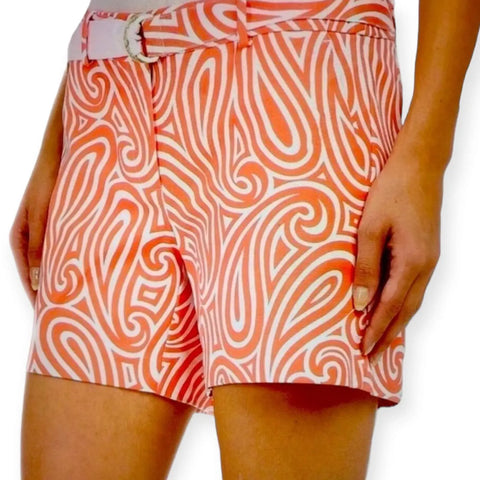 High Waisted Pink Abstract Chino Shorts - Wild Time Fashion 