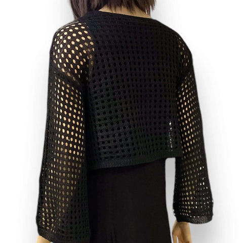 Hollow Out Bell Sleeve Knit Crop Top